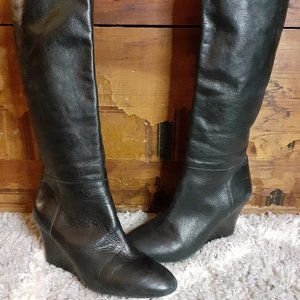 Banana Republic Black Wedge Knee High Boot 8